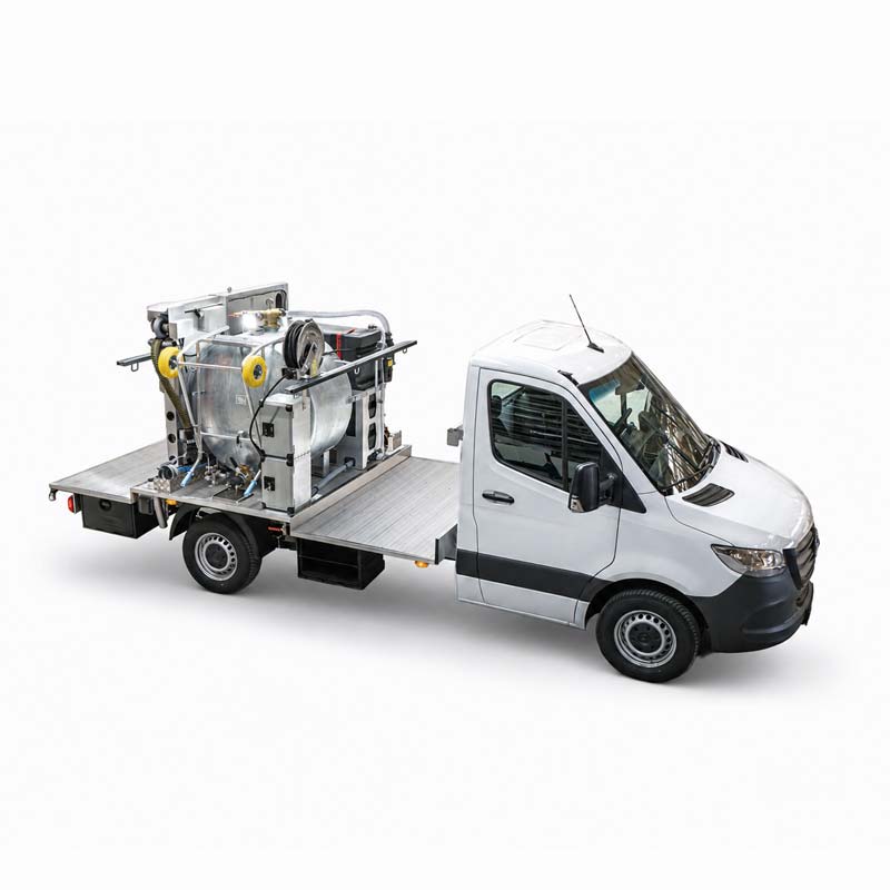 GLOBAL FXD 1400 vacuum service truck with fixed service unit, hose reel and wastewater tank